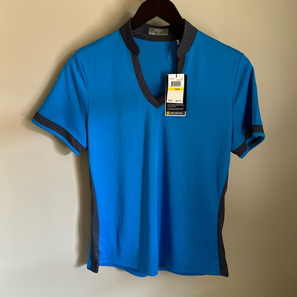 Callaway Opti-Dri Ladies Blue & Black Golf Shirt Size M‎